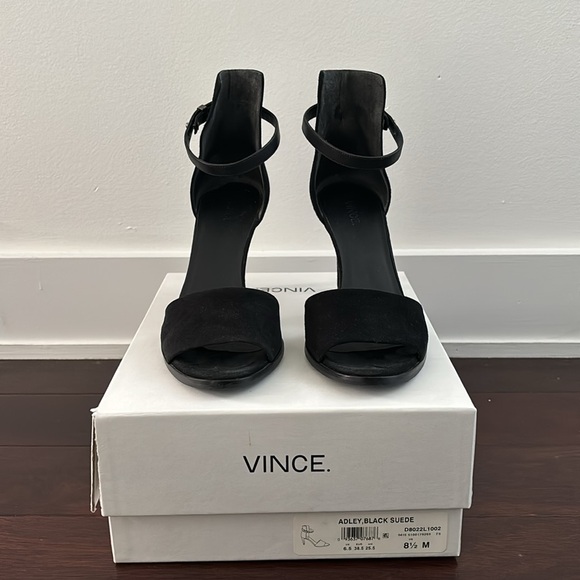 Vince Adley Black Suede Heels Size 8.5 - Picture 2 of 6